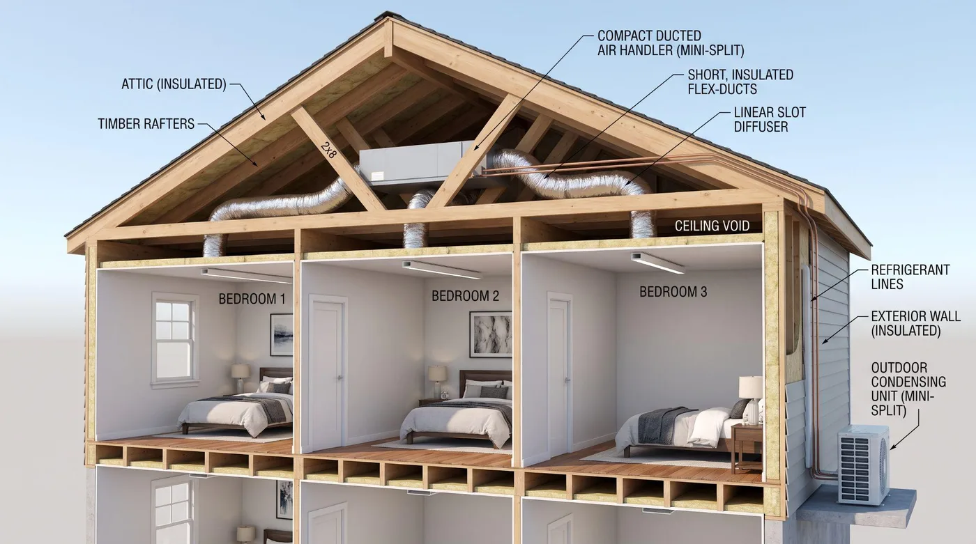 concealed ducted mini-split attic install