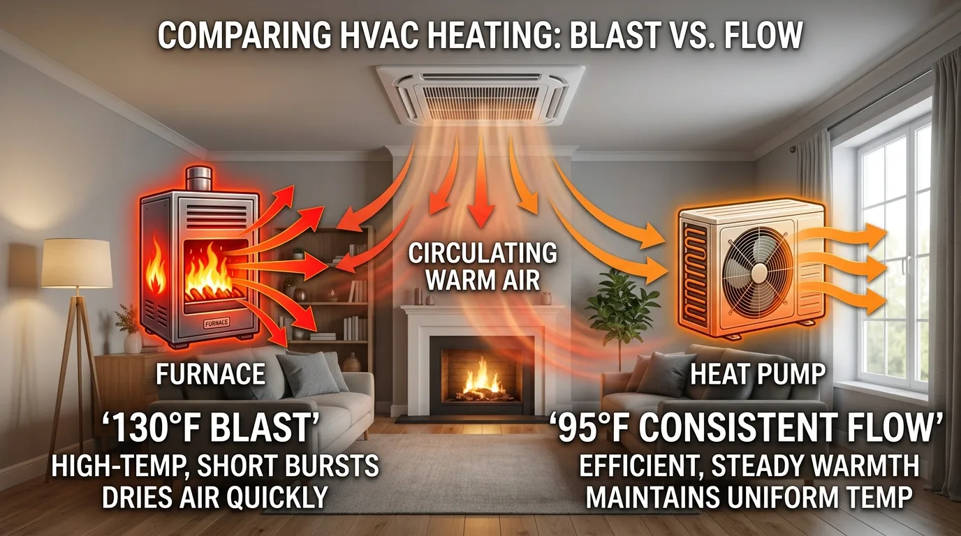 furnace vs heat pump supply air