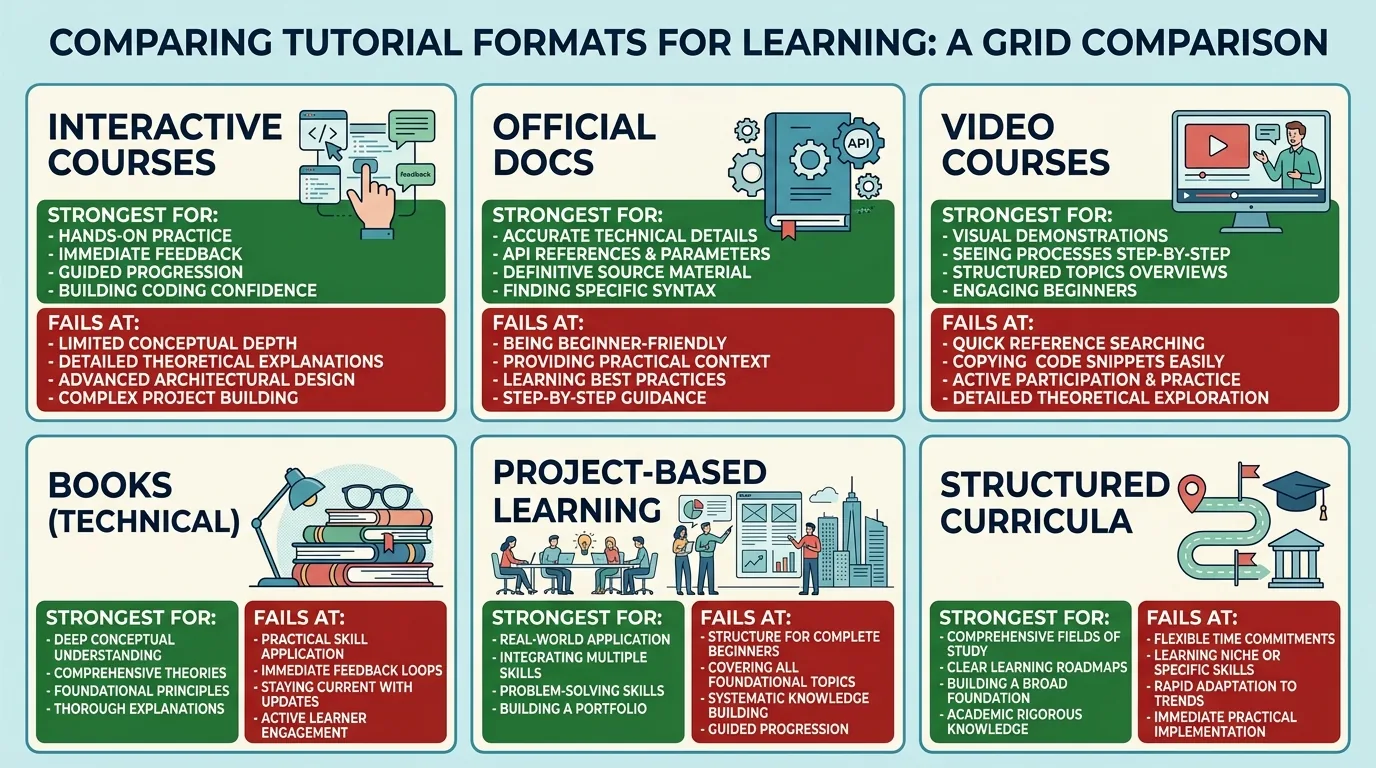 Six tutorial formats compared