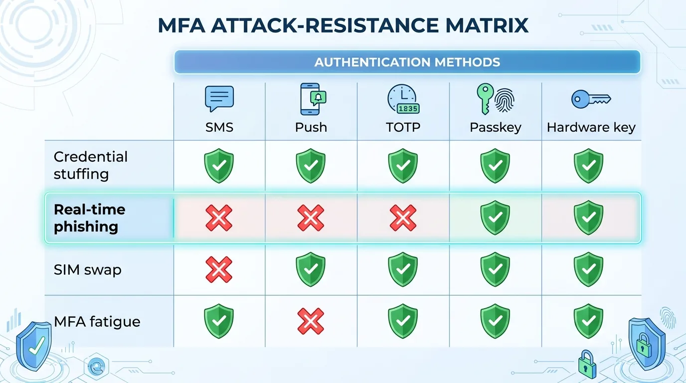 MFA attack resistance matrix