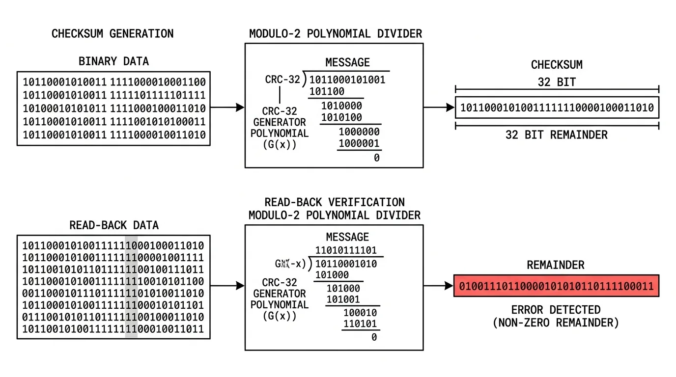 CRC checksum polynomial division