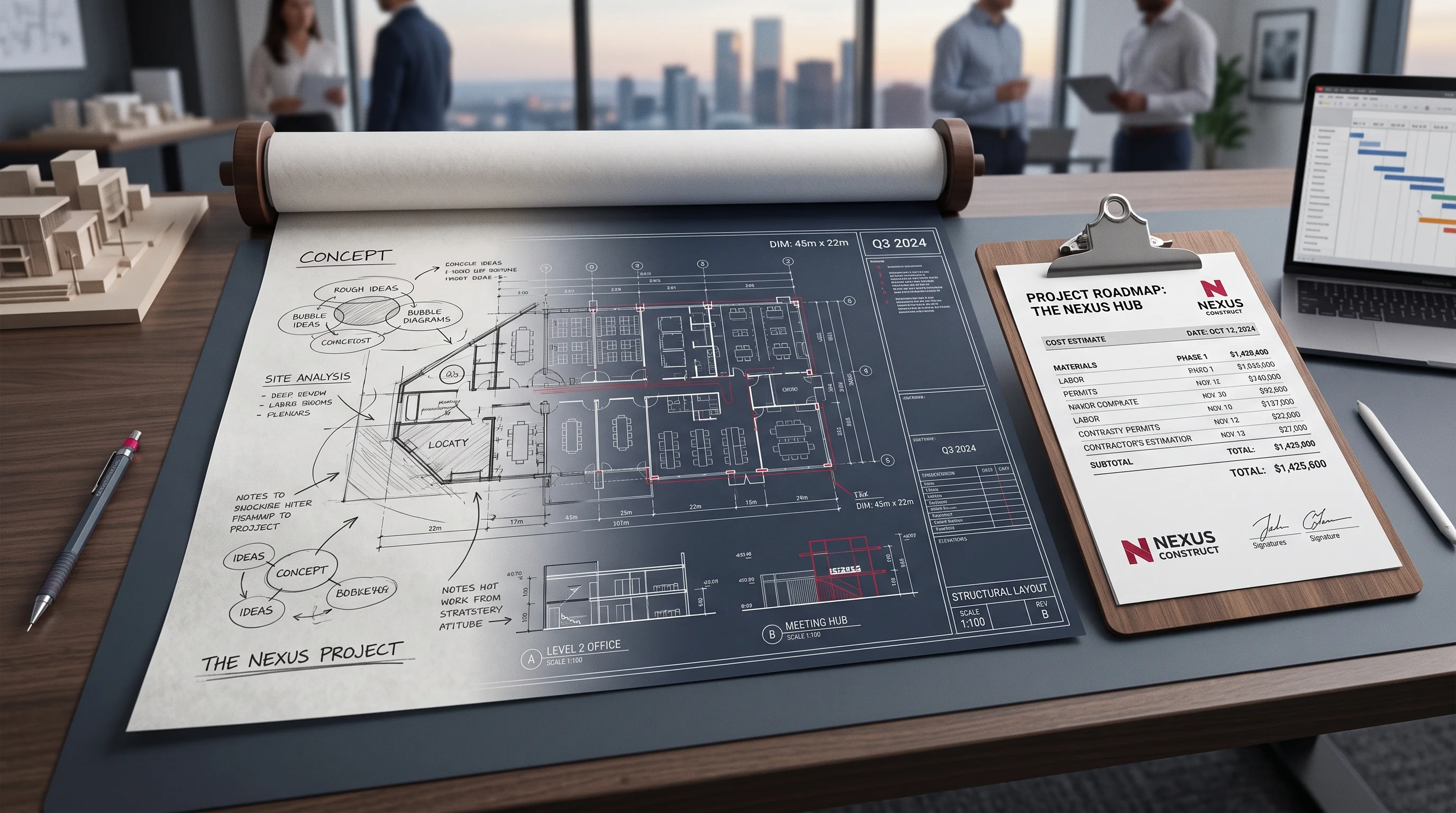 Design bid build timeline showing architectural drawings turning into contractor pricing roadmap