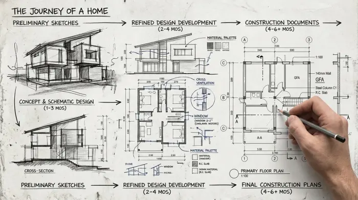 Architect working through a residential design and project timeline