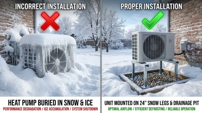 cold climate heat pump snow