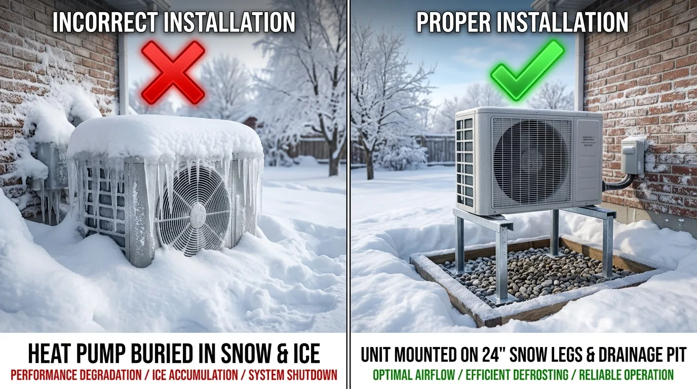 cold climate heat pump snow