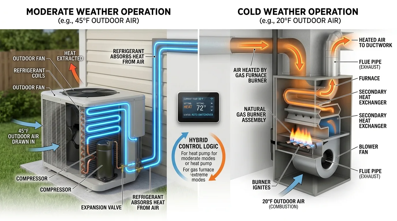 hybrid HVAC dual fuel balance point