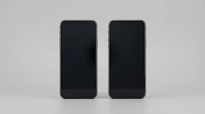 Two smartphones screens off