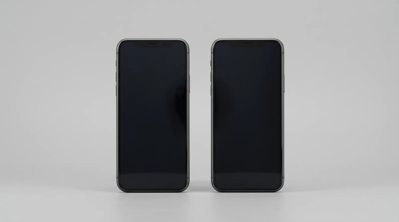 Two smartphones screens off