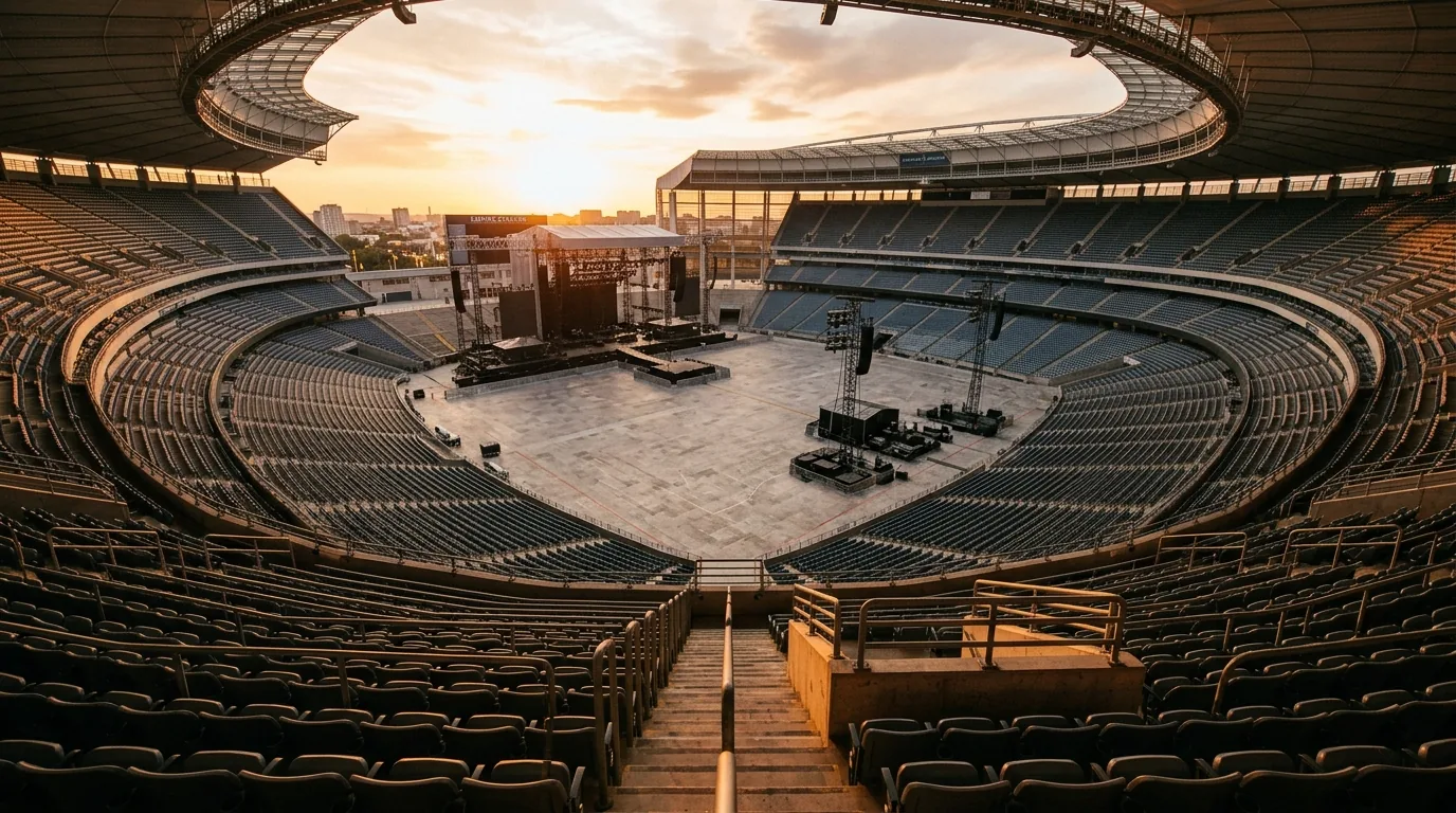 Empty stadium golden hour