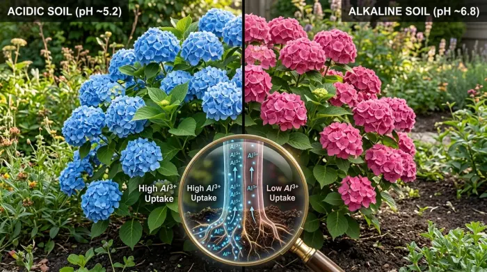 blue pink hydrangea soil pH